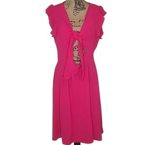 Beachsissi Salmon Tie Front Open Midriff Dress
